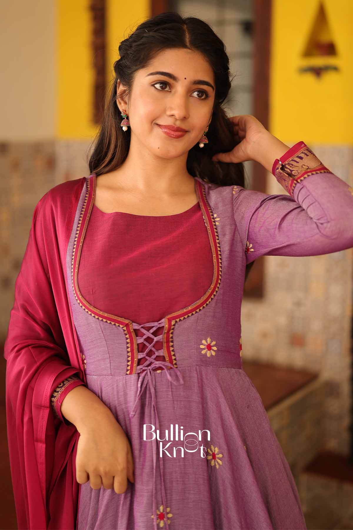 Shivani Lavender Handloom Anarkali Kurta Set
