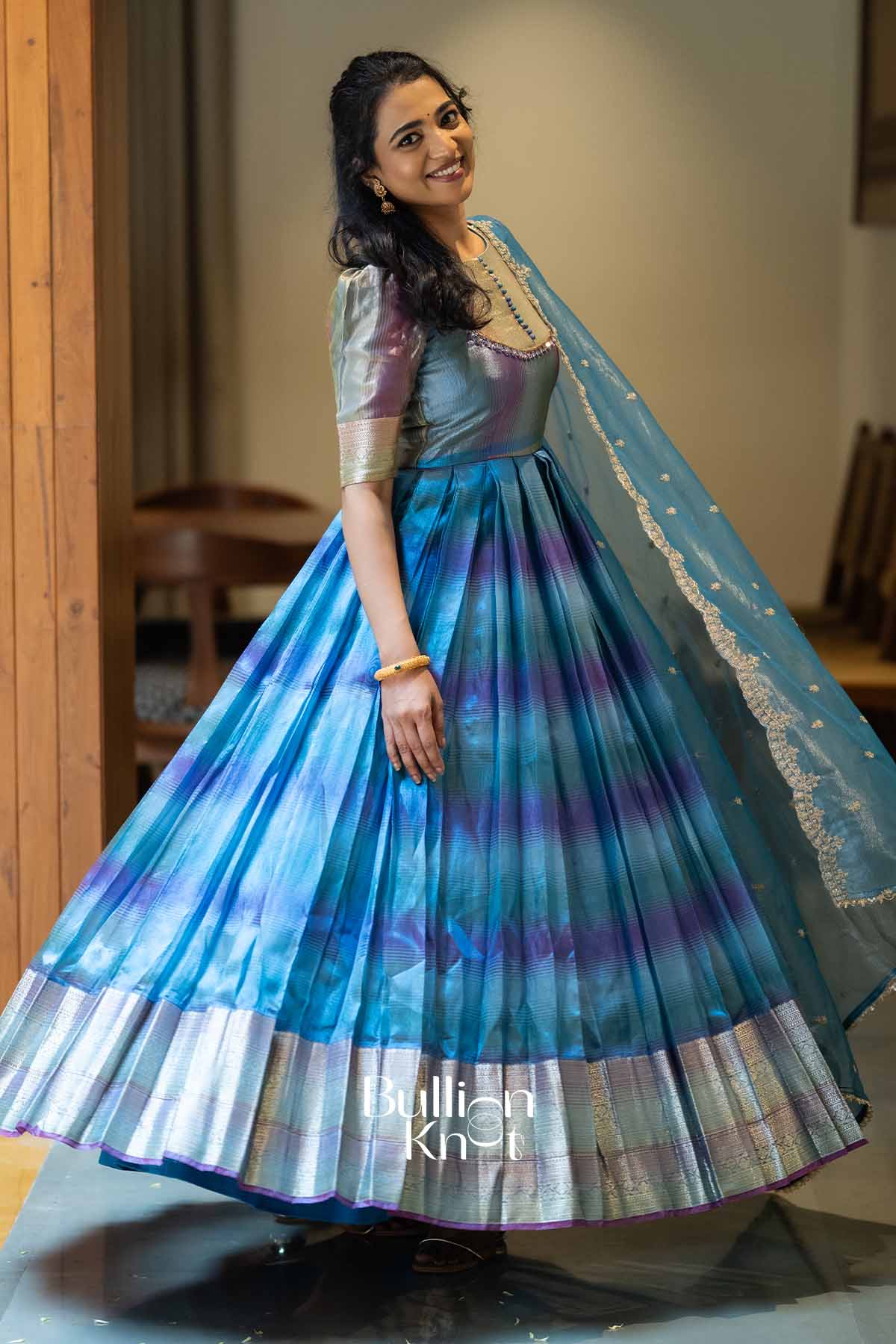 Uma Pattu Blue Orgenza Dress