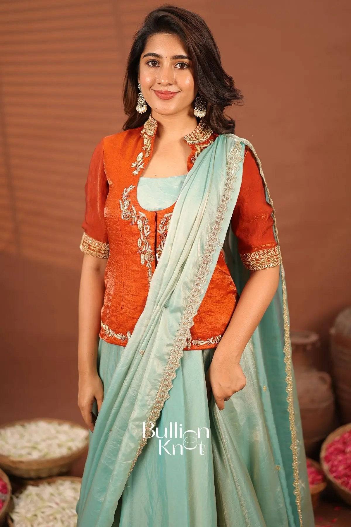 Vihaana Indowestern Dress with silk blazer and dupatta