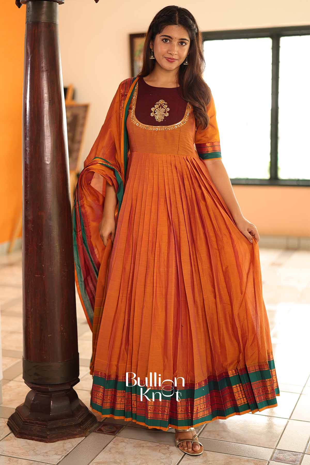 Yashika Orange Handloom Anarkali Set for All Occasions