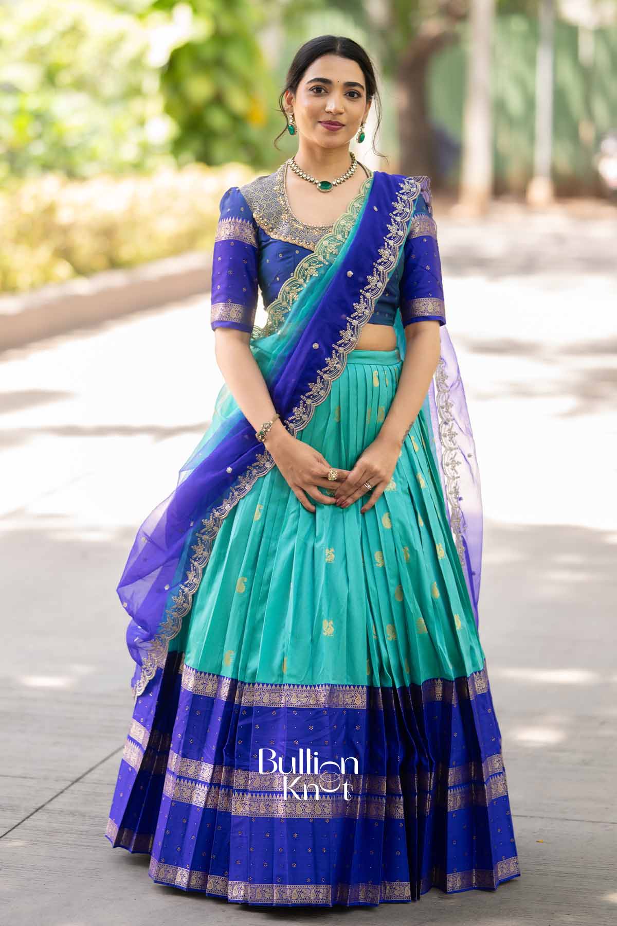 Zardozi Leher | Blue Silk Gadval Lehenga