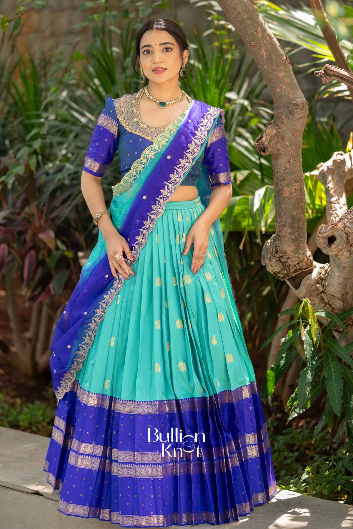 Zardozi Leher | Blue Silk Gadval Lehenga