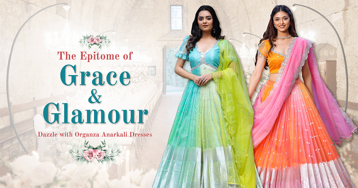 Bullion Knot -Dazzle with Organza Anarkali Dresses: Epitome of Grace and Glamour