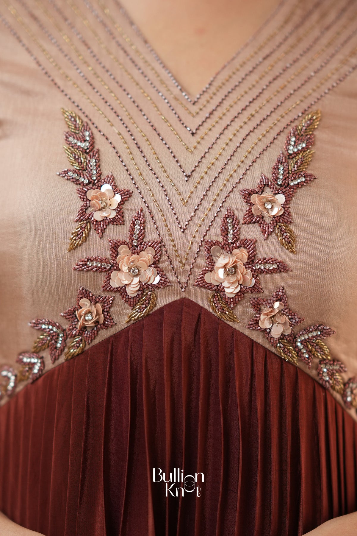 Mocha Mayurika Natural Crepe (Dress) in Brown