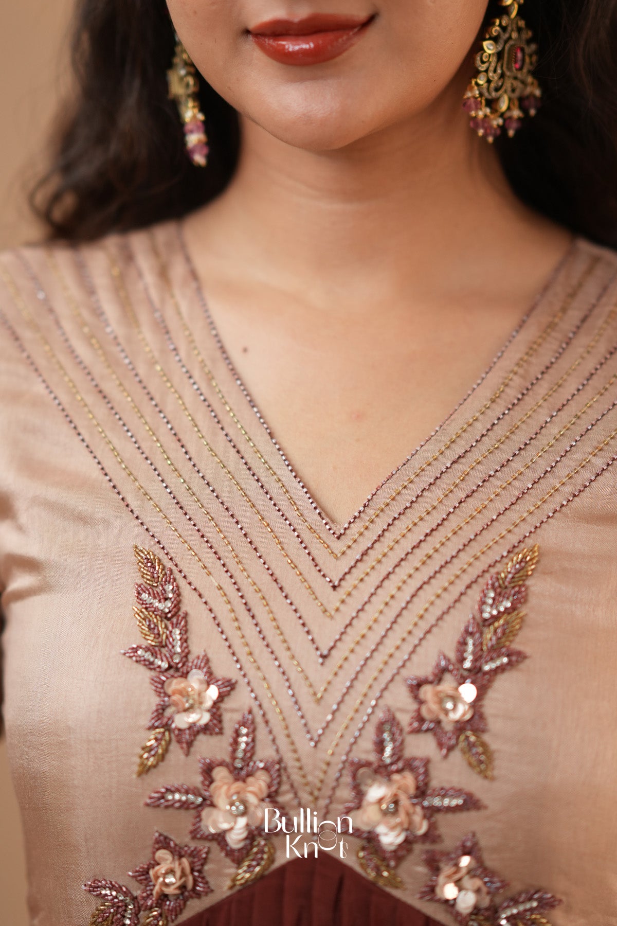 Mocha Mayurika Natural Crepe (Dress) in Brown