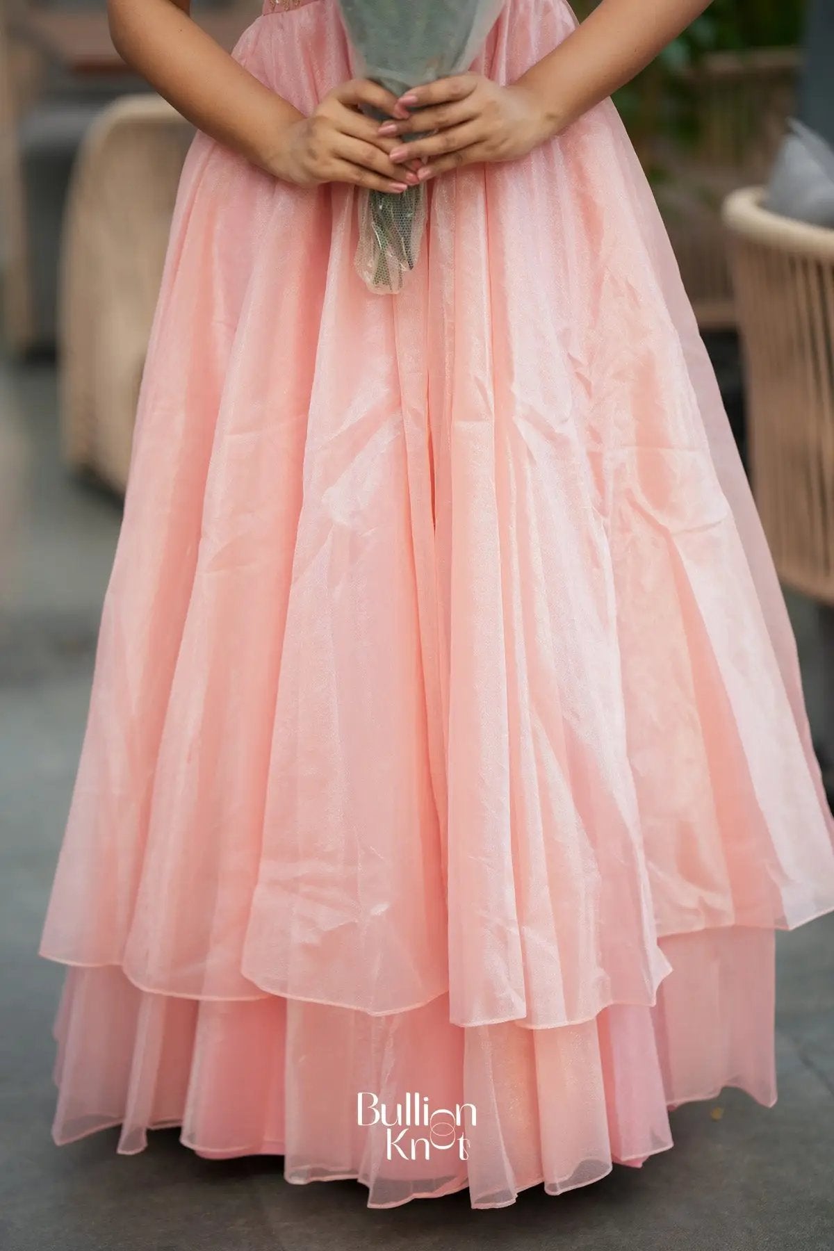 Cindrella Blush Pink Layered Umbrella Flare Maxi Dress M / Floral Cindrella Blush Pink Layered Umbrella Flare Maxi Dress M / Floral