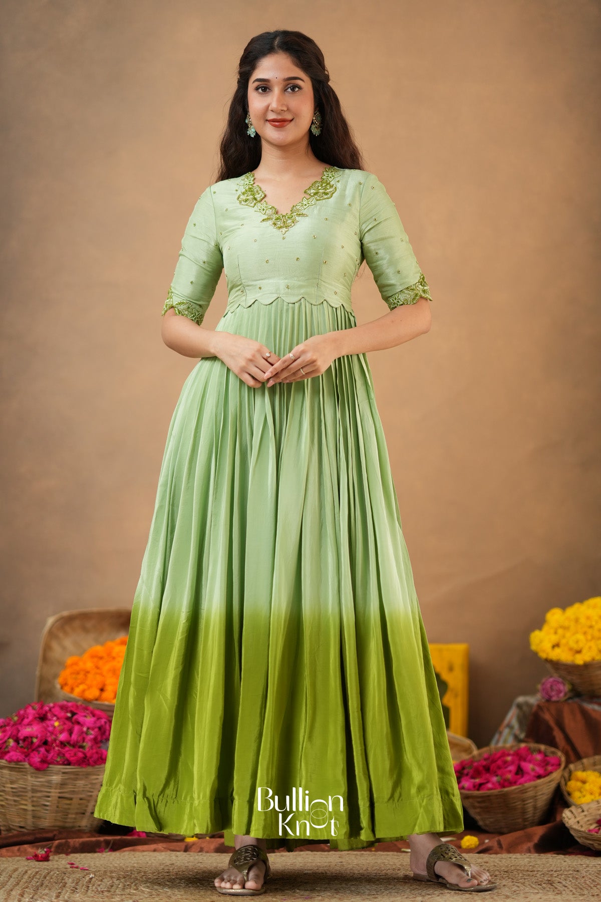 Elora Ethnica Natural Crepe (Dress) In Mint Green