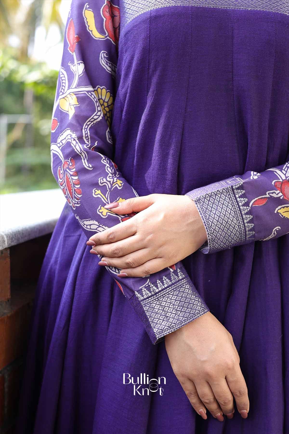Afsaana Navy Blue Anarkali Suit Set by Bullion Knot