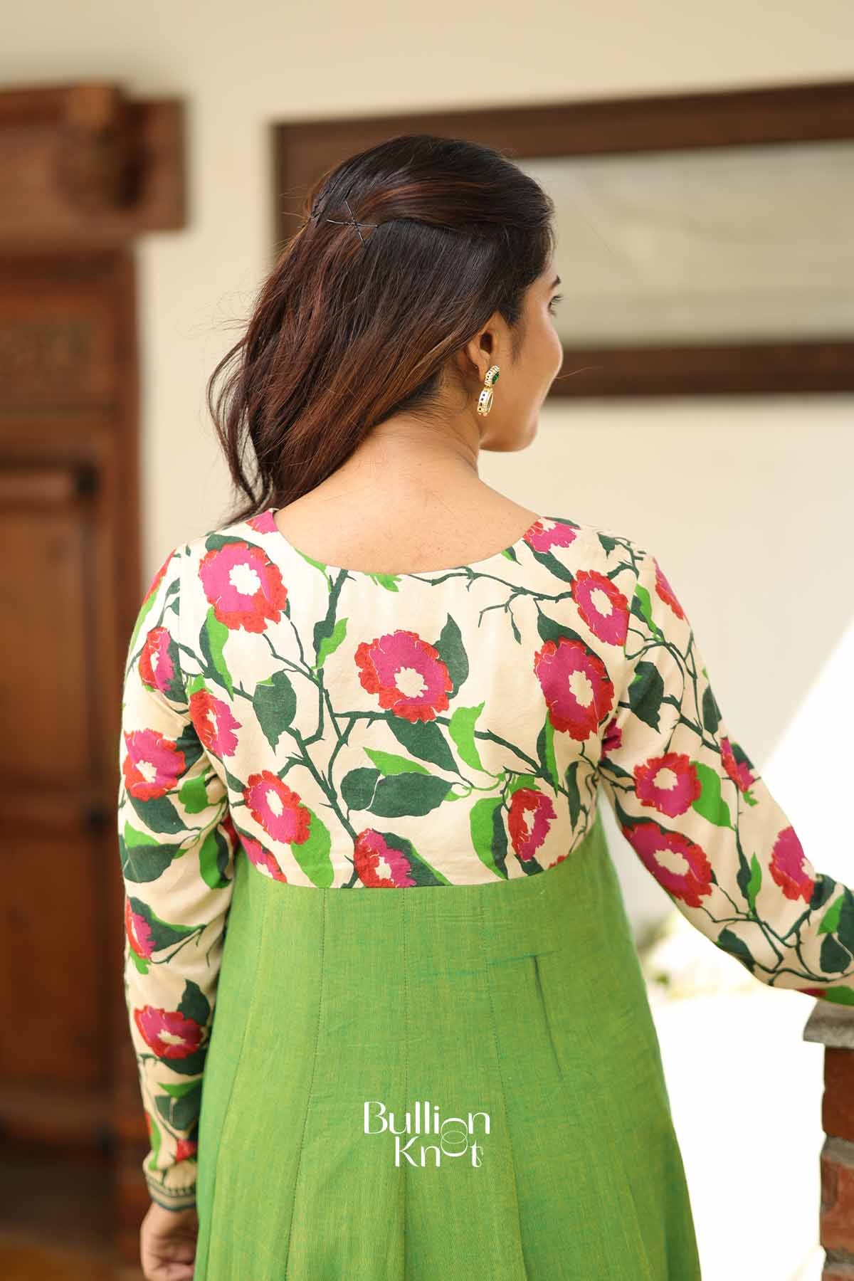 Basanti Bahar Parrot Anarkali Suit Set for Elegant Festive Wear