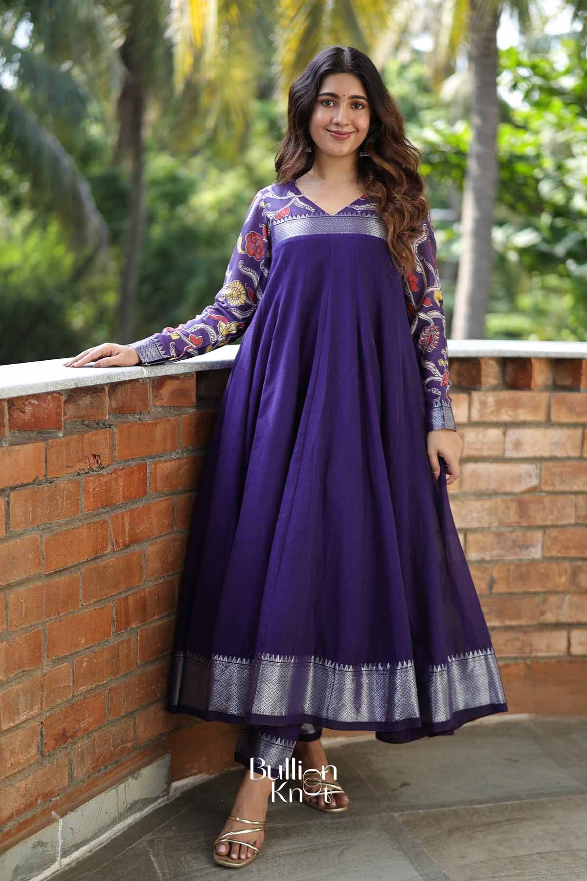 Afsaana Navy Blue Anarkali Suit Set by Bullion Knot