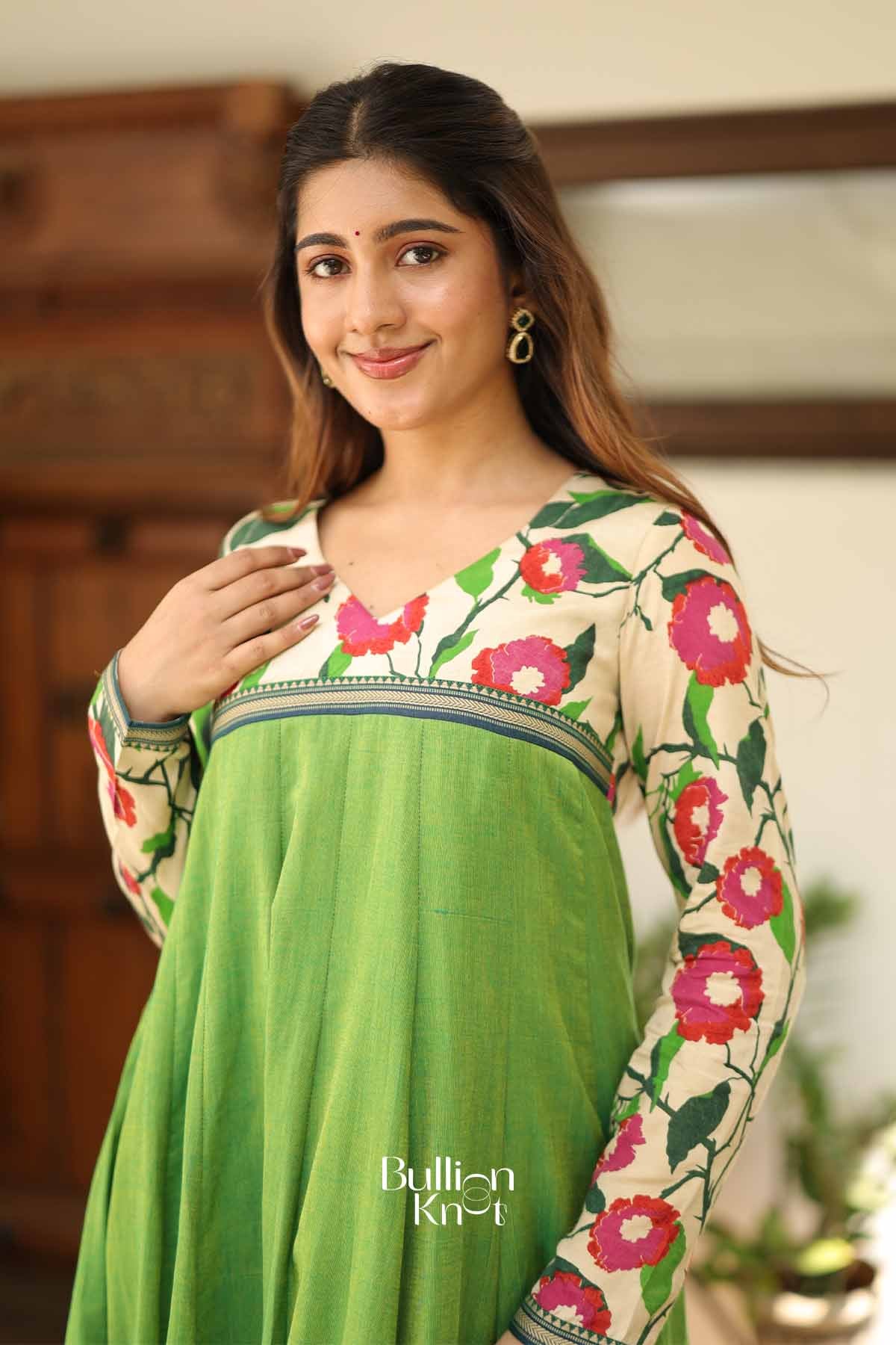 Basanti Bahar Parrot Anarkali Suit Set for Elegant Festive Wear