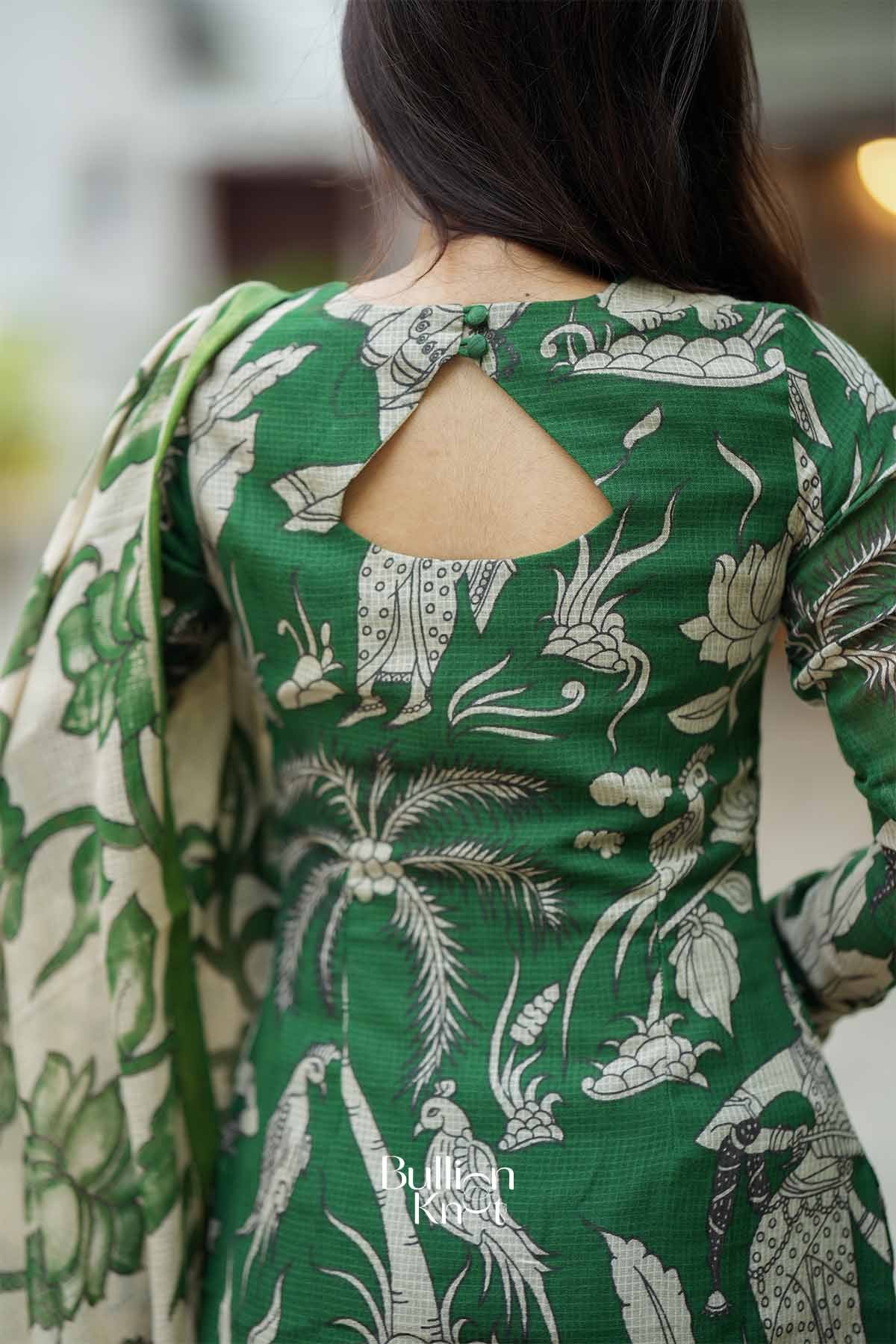 VanaRani | Emerald Green Kurta Suit Set for Cultural Events