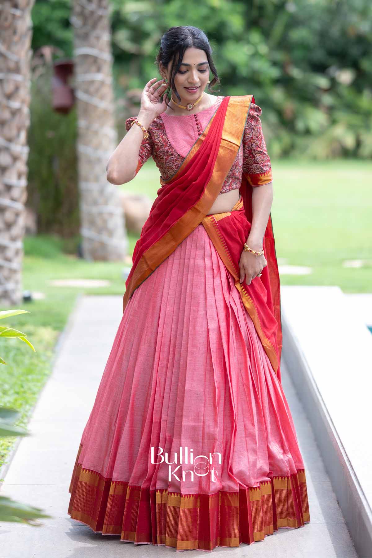 Kumkum | Pink Handloom Half Saree | Festive Radiance
