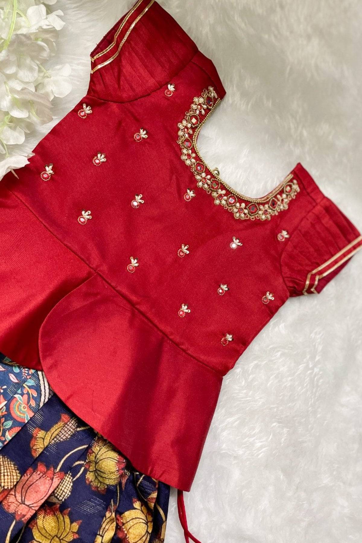 red BABY Hemgatra Lehenga Set - Bullionknot