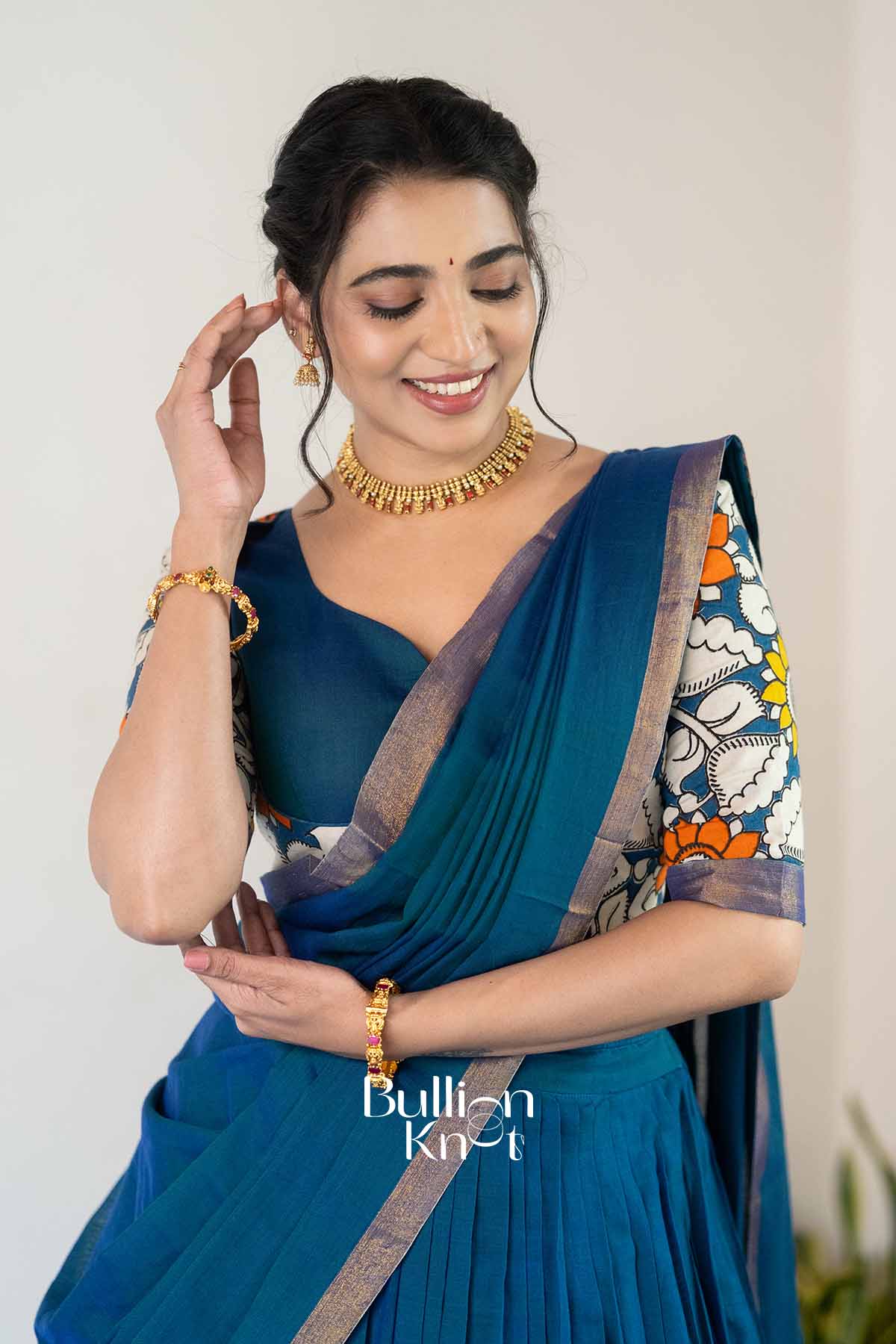 Morpankh | Indigo Handloom Half Saree| Festive Elegance