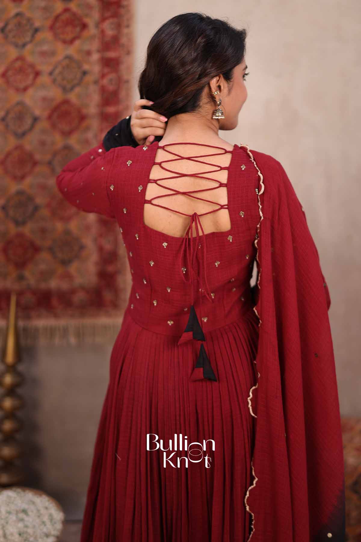 Shahi | Maroon Handloom Cotton Anarkali Set | Royal Festive Collection