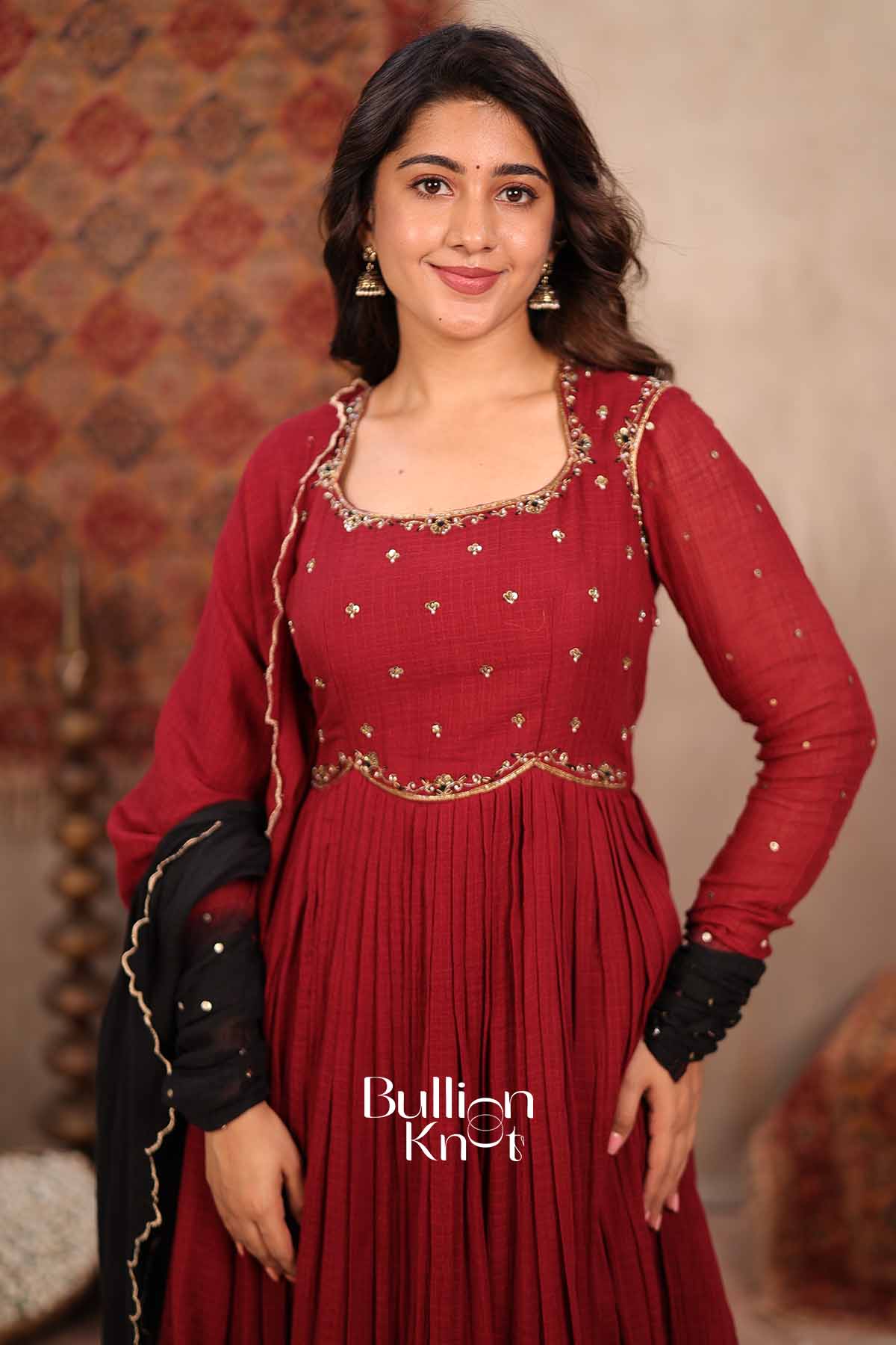 Shahi | Maroon Handloom Cotton Anarkali Set | Royal Festive Collection