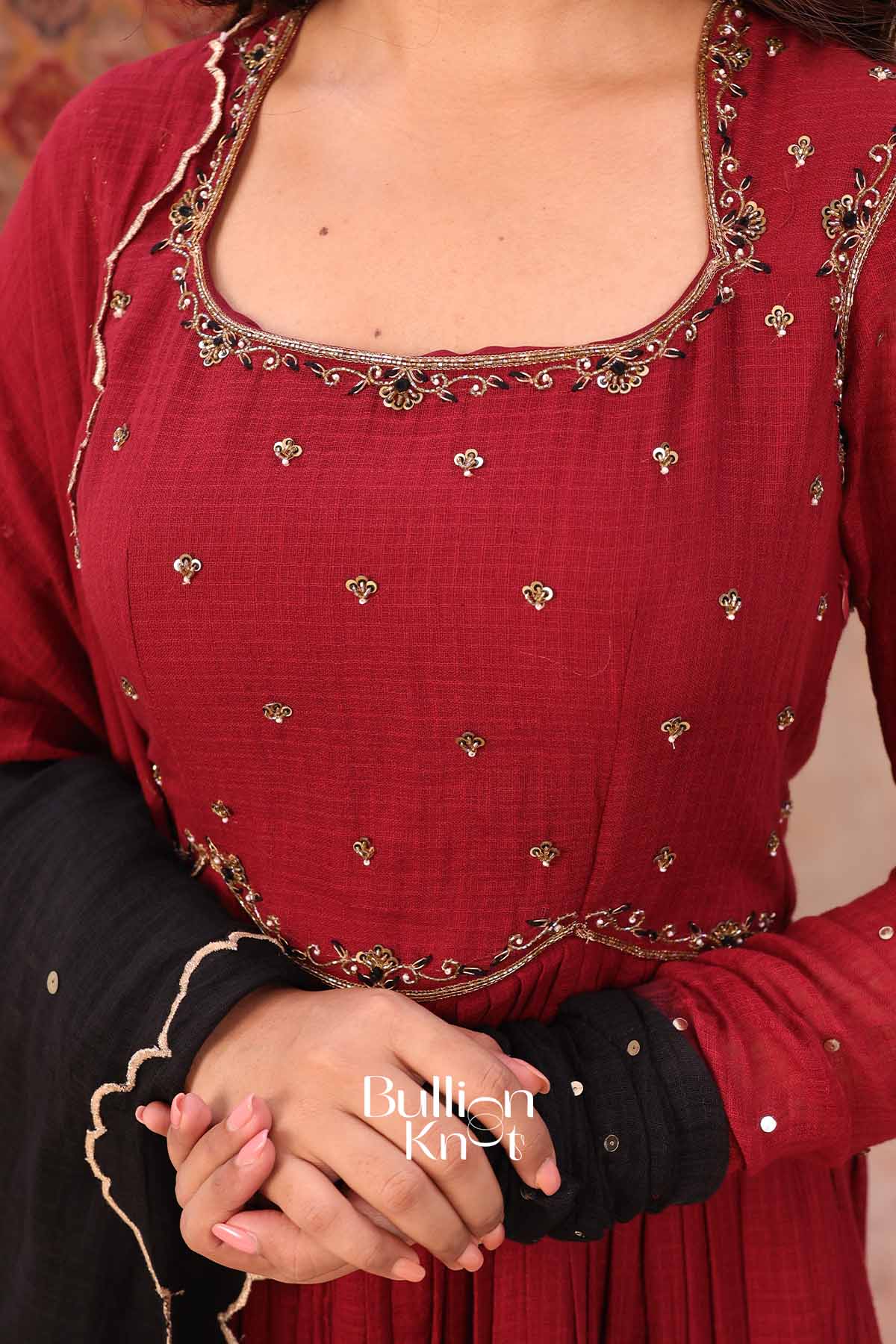 Shahi | Maroon Handloom Cotton Anarkali Set | Royal Festive Collection