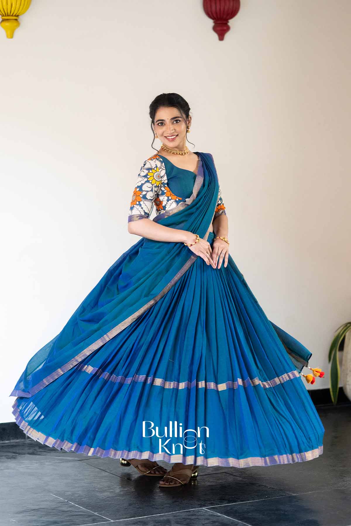 Morpankh | Indigo Handloom Half Saree| Festive Elegance