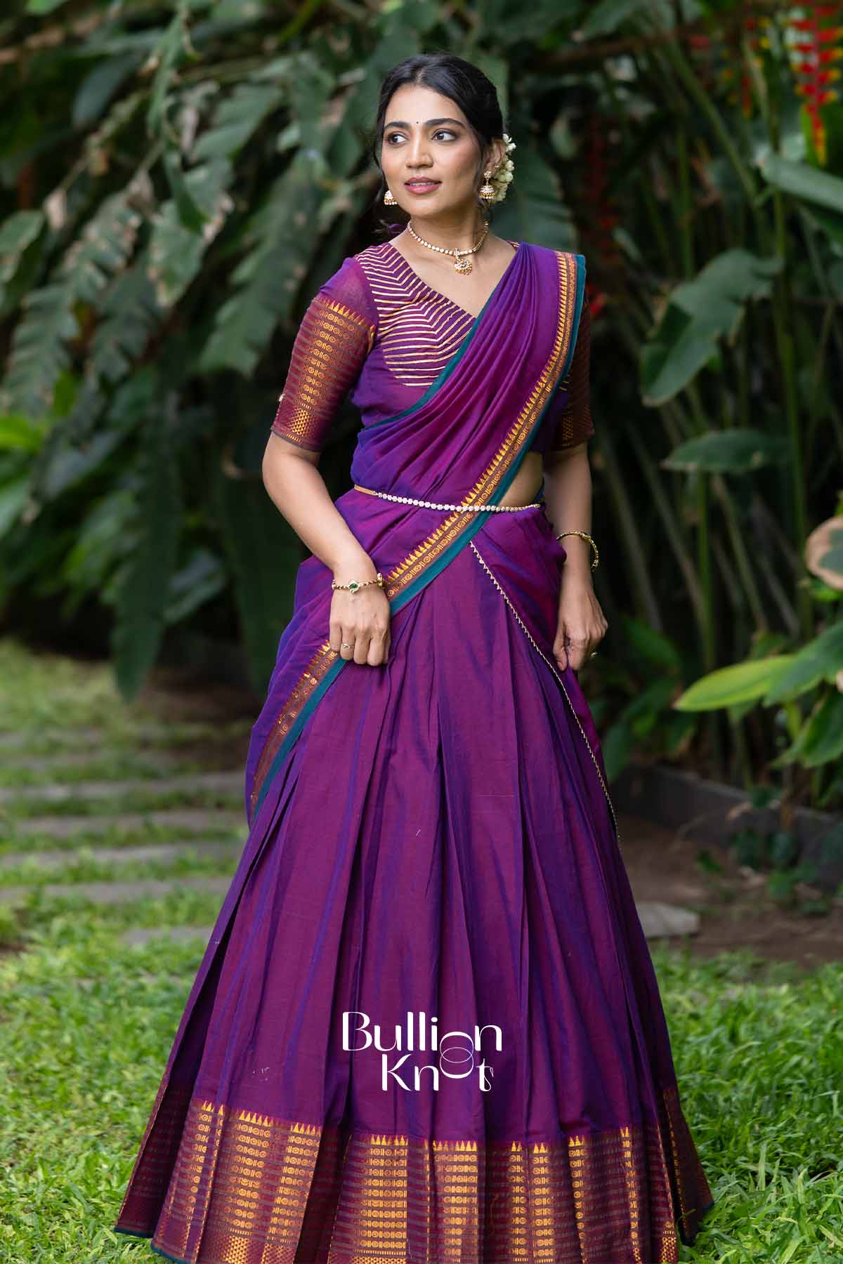 Nazakat | Magenta Handloom Half Saree | Festive Charm