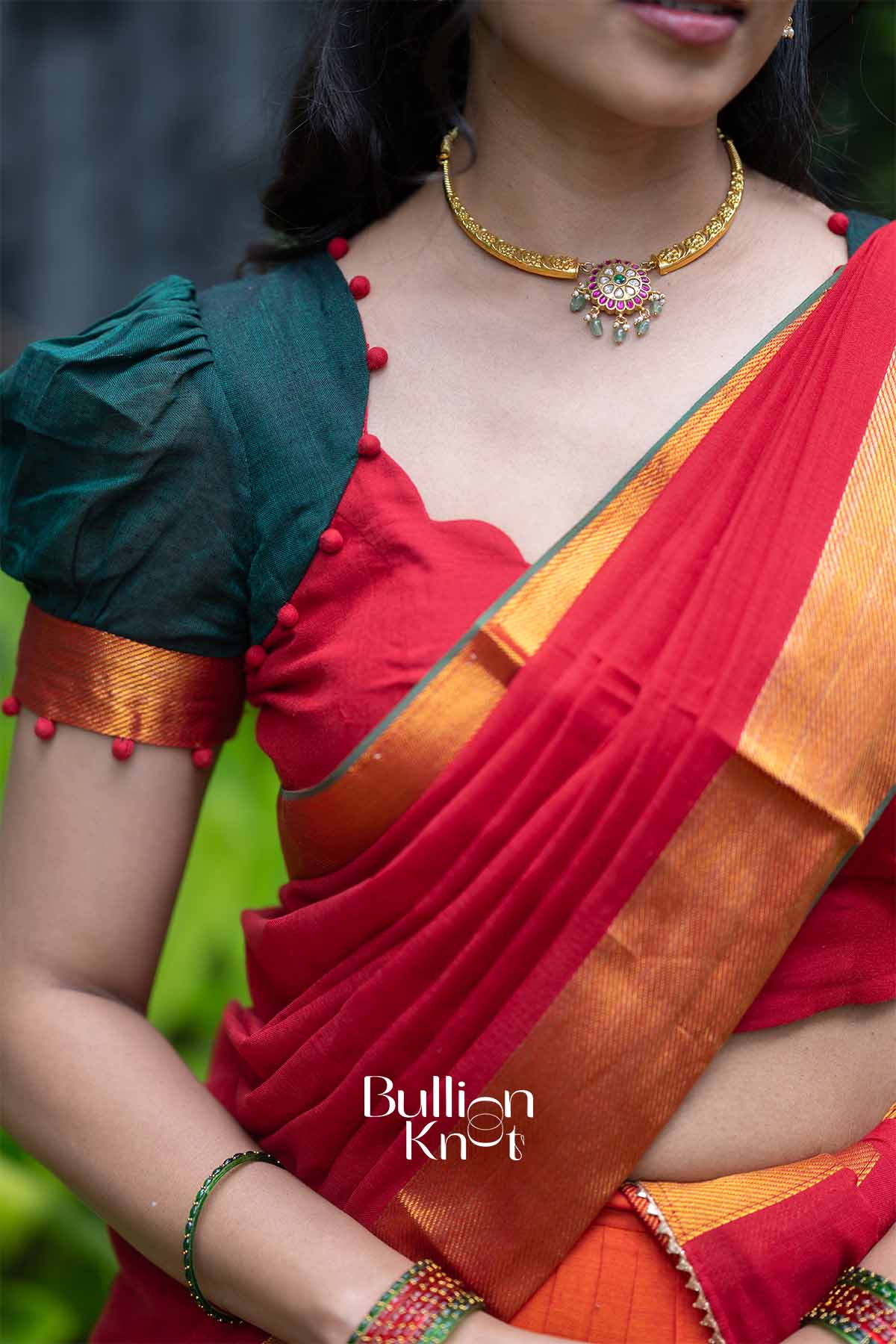 Sutradhara | Orange Handloom Half Saree | Festive Heritage