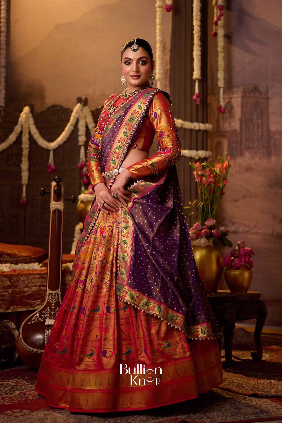 RaniRang | Paithani Brocade Silk Rani Pink Lehenga Set for Royal Weddings