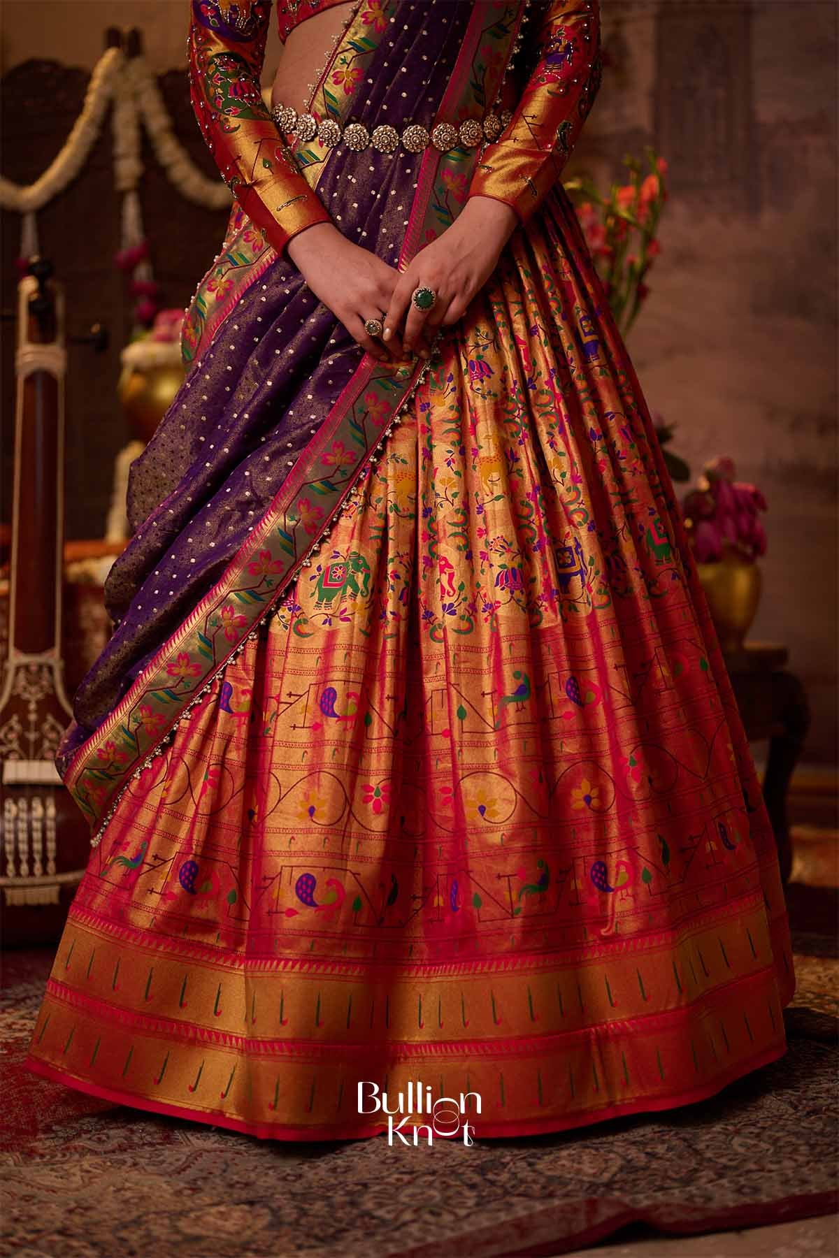 RaniRang | Paithani Brocade Silk Rani Pink Lehenga Set for Royal Weddings
