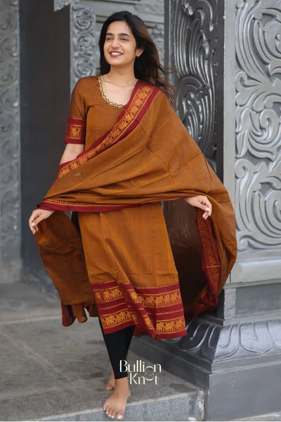 Vidhya Kurta set In Ochre Yellow