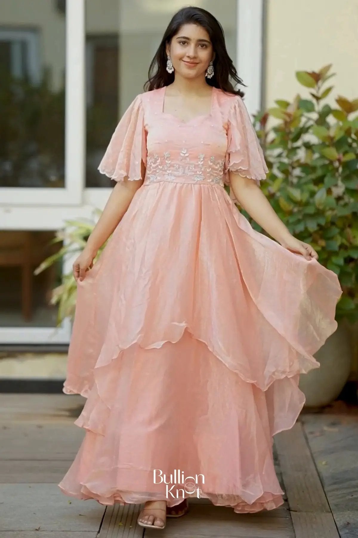 Raaha Rustle Maxi (Dress) In Peach pink - Main Image