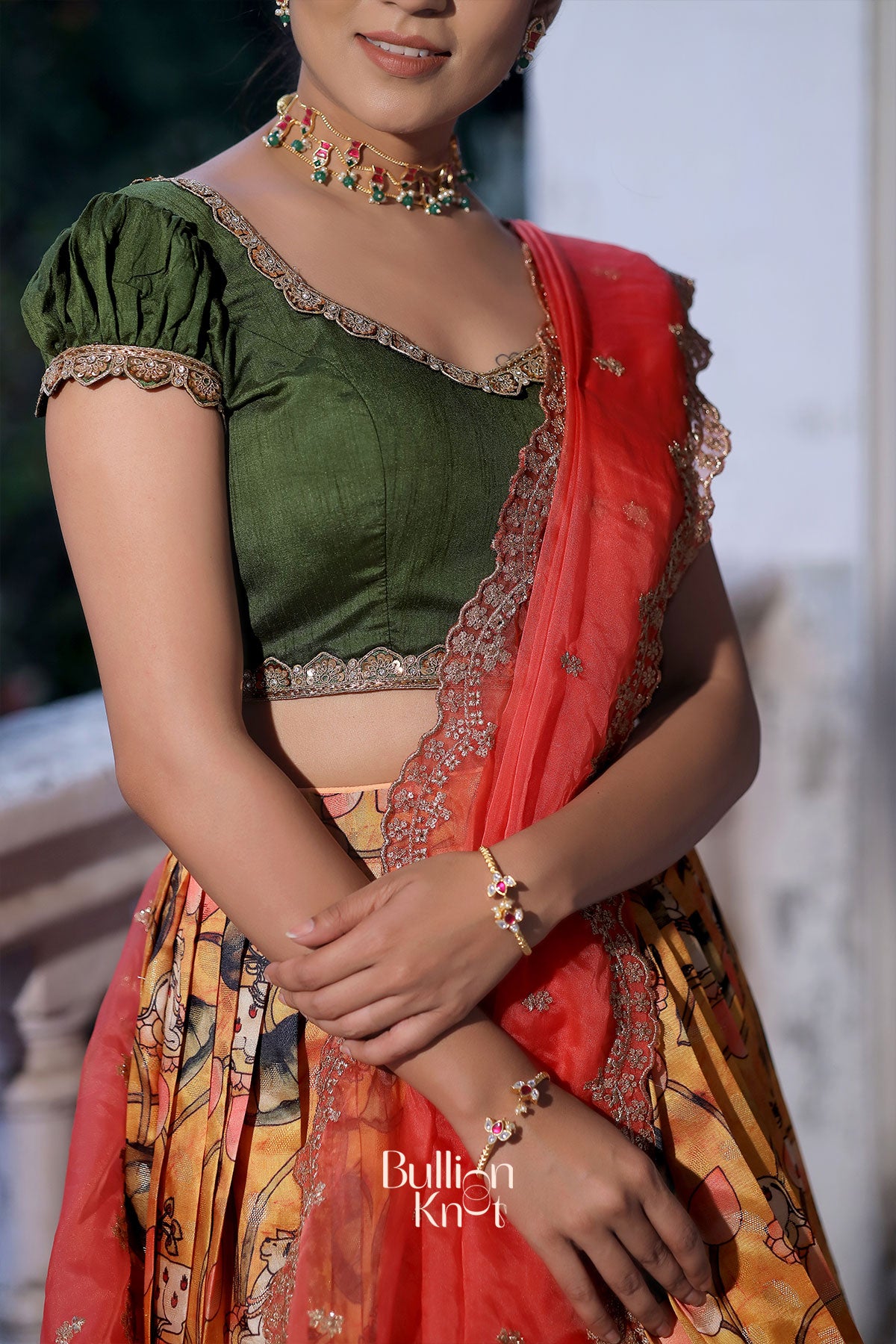 Sarojini Banarasi Lehenga Set in Green