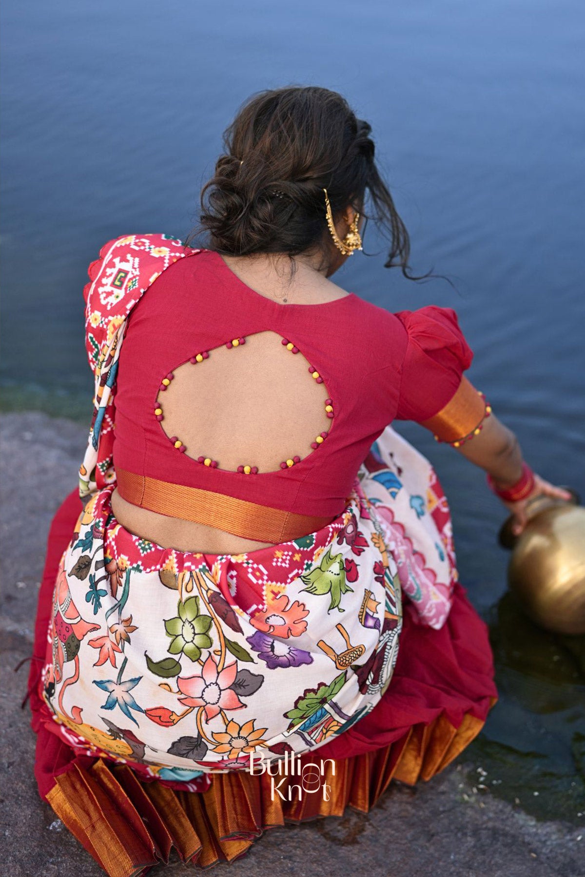 Revti Handloom Half Saree in Red