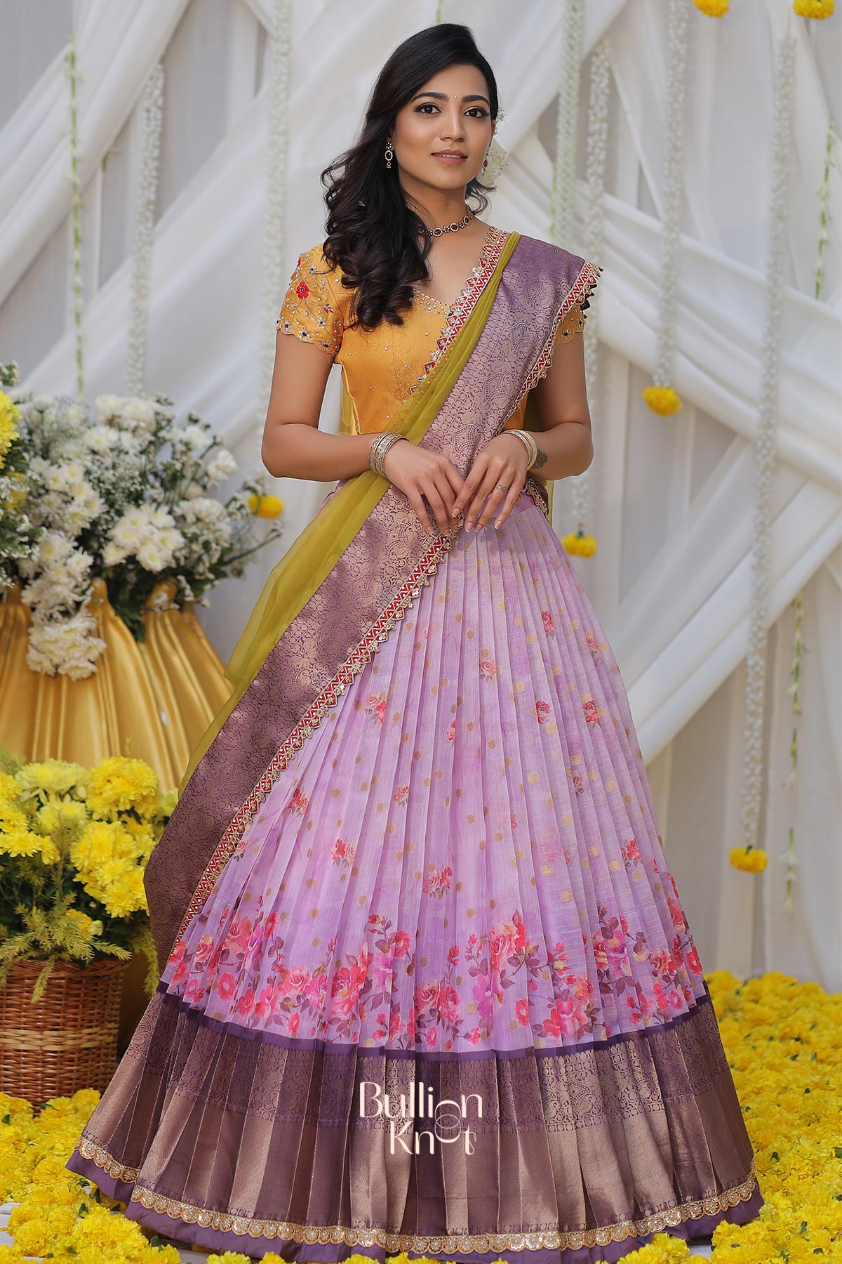 Sweet Pea Banarasi Lehenga Set in Lavender