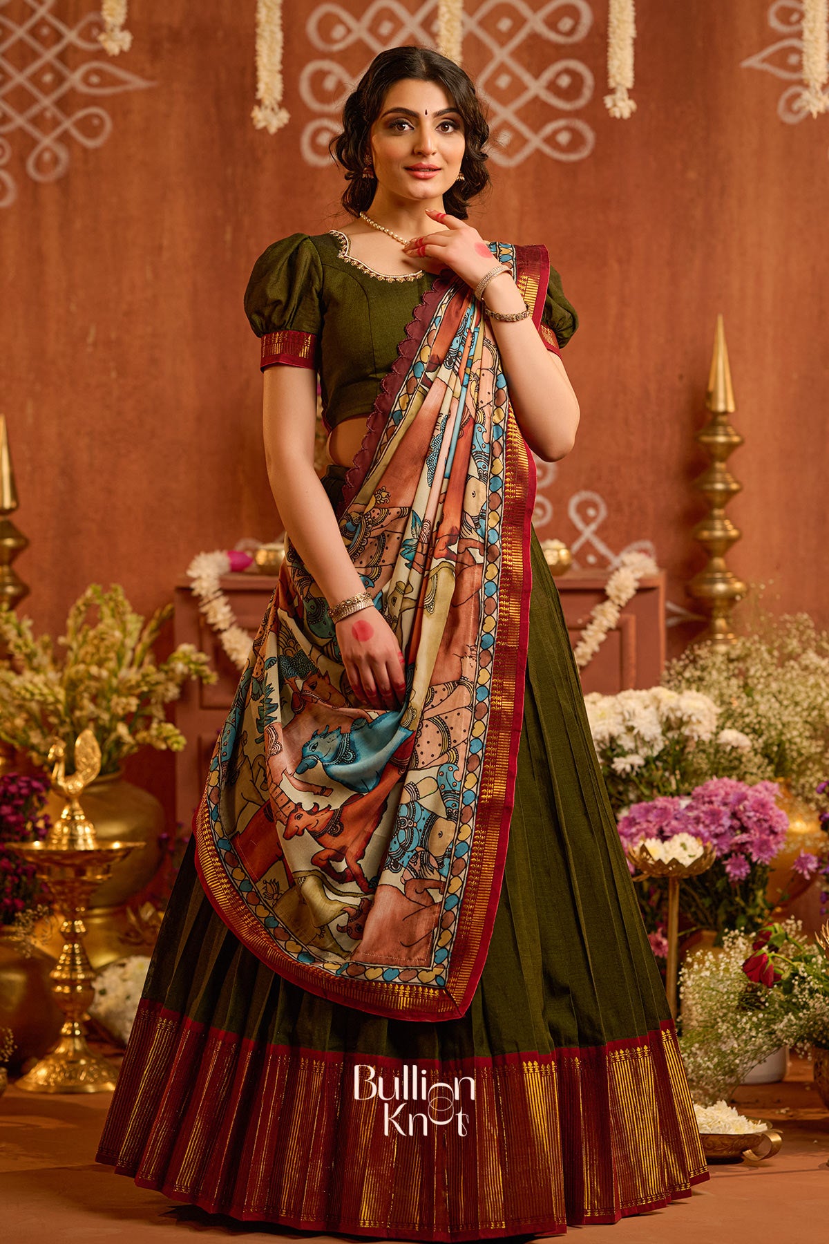 KrishnaLeela Lehenga Set in Mehndi