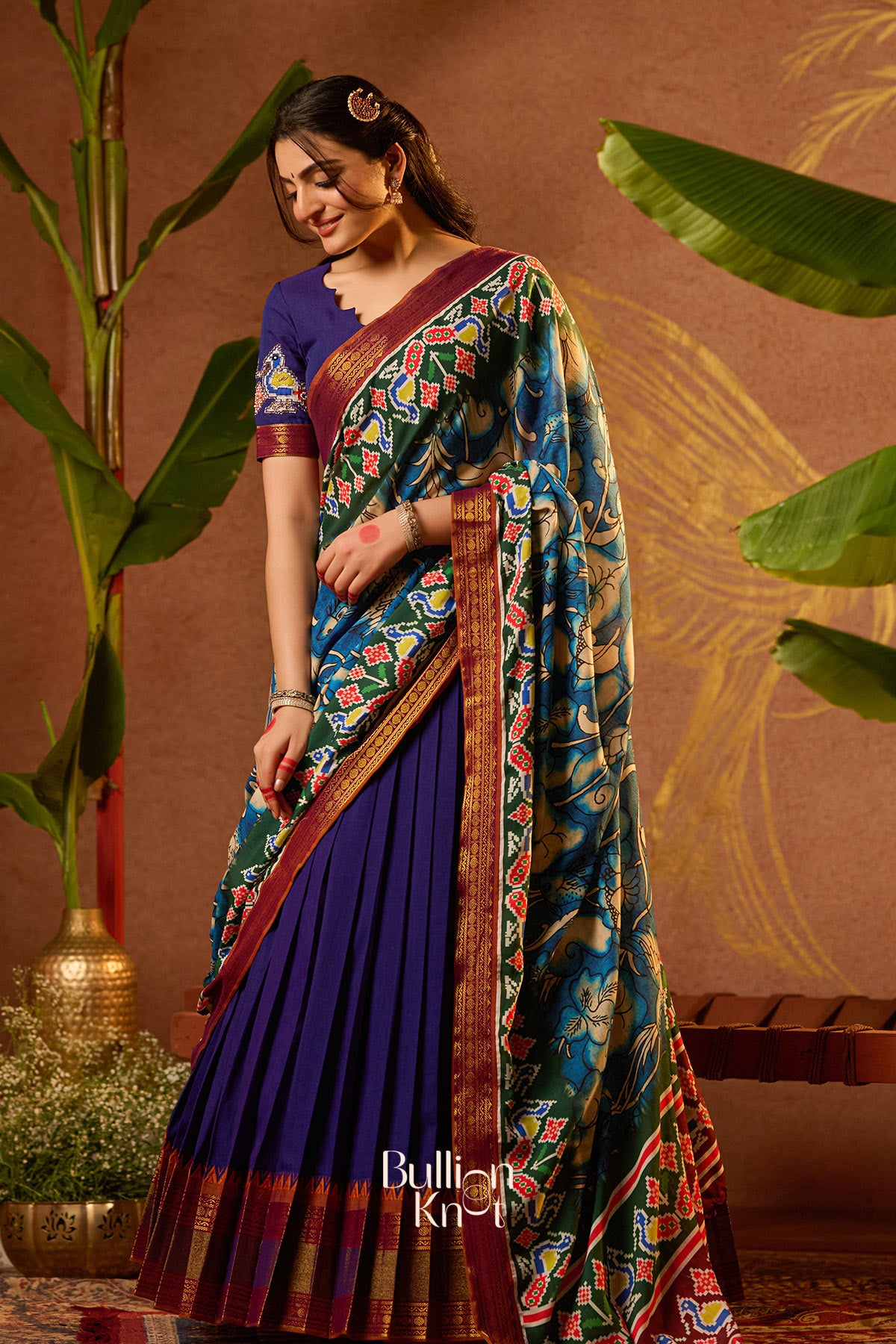 Shloka Kalamkari Lehenga Set in Blue