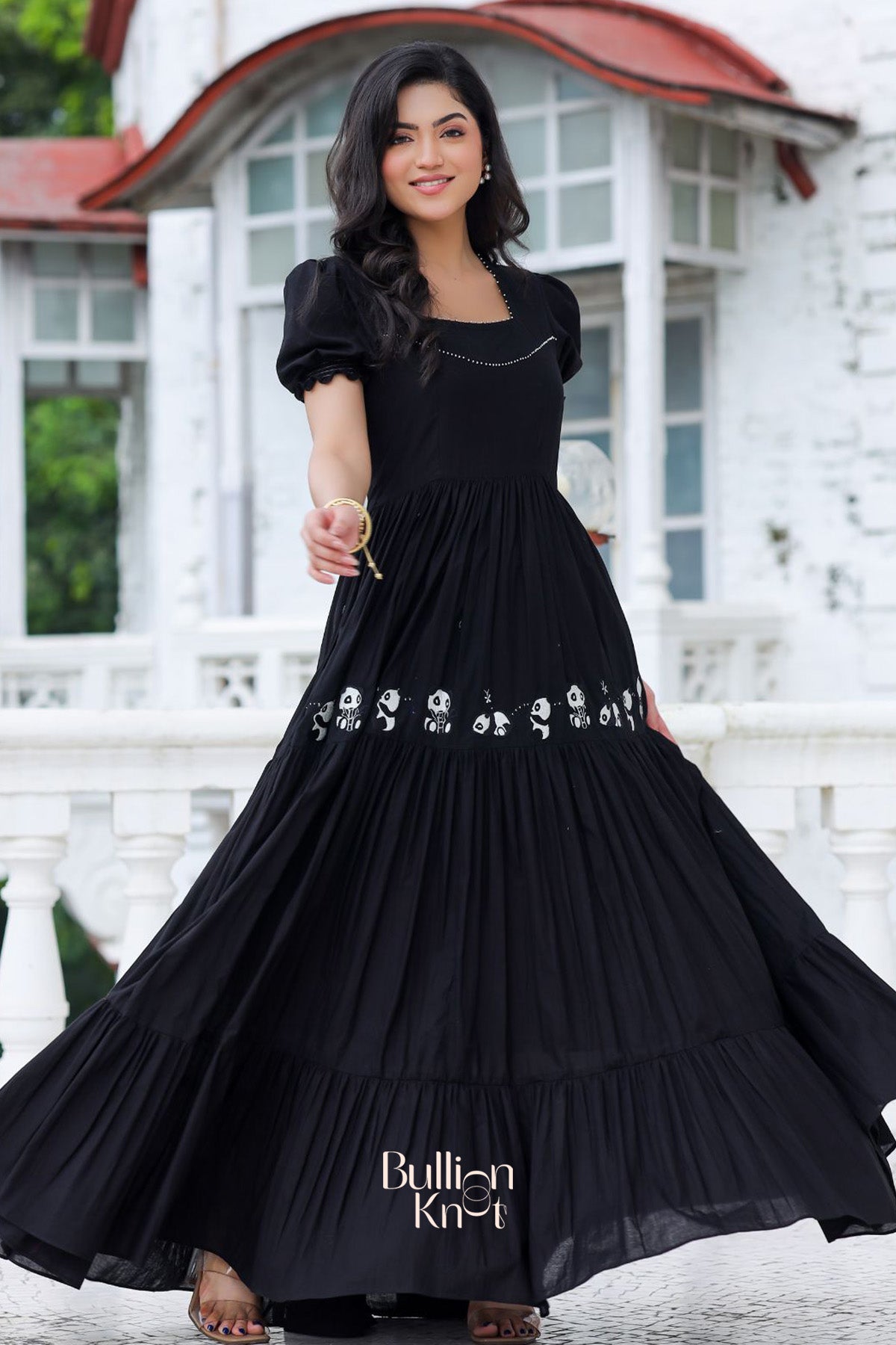 Exclusive Long Dresses Midnight Black Long Frock at bullionknot