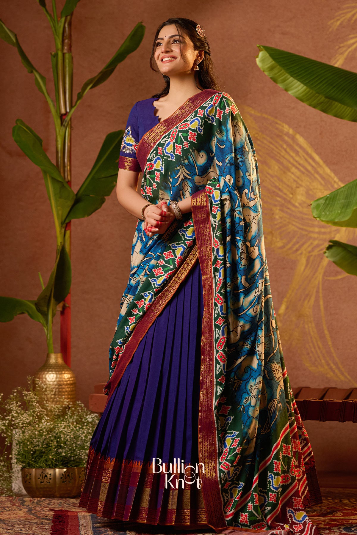 Shloka Kalamkari Lehenga Set in Blue