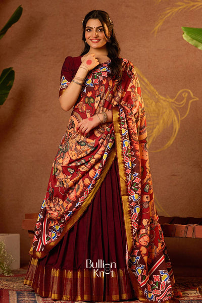 Sitaramam Half Saree in Maroon