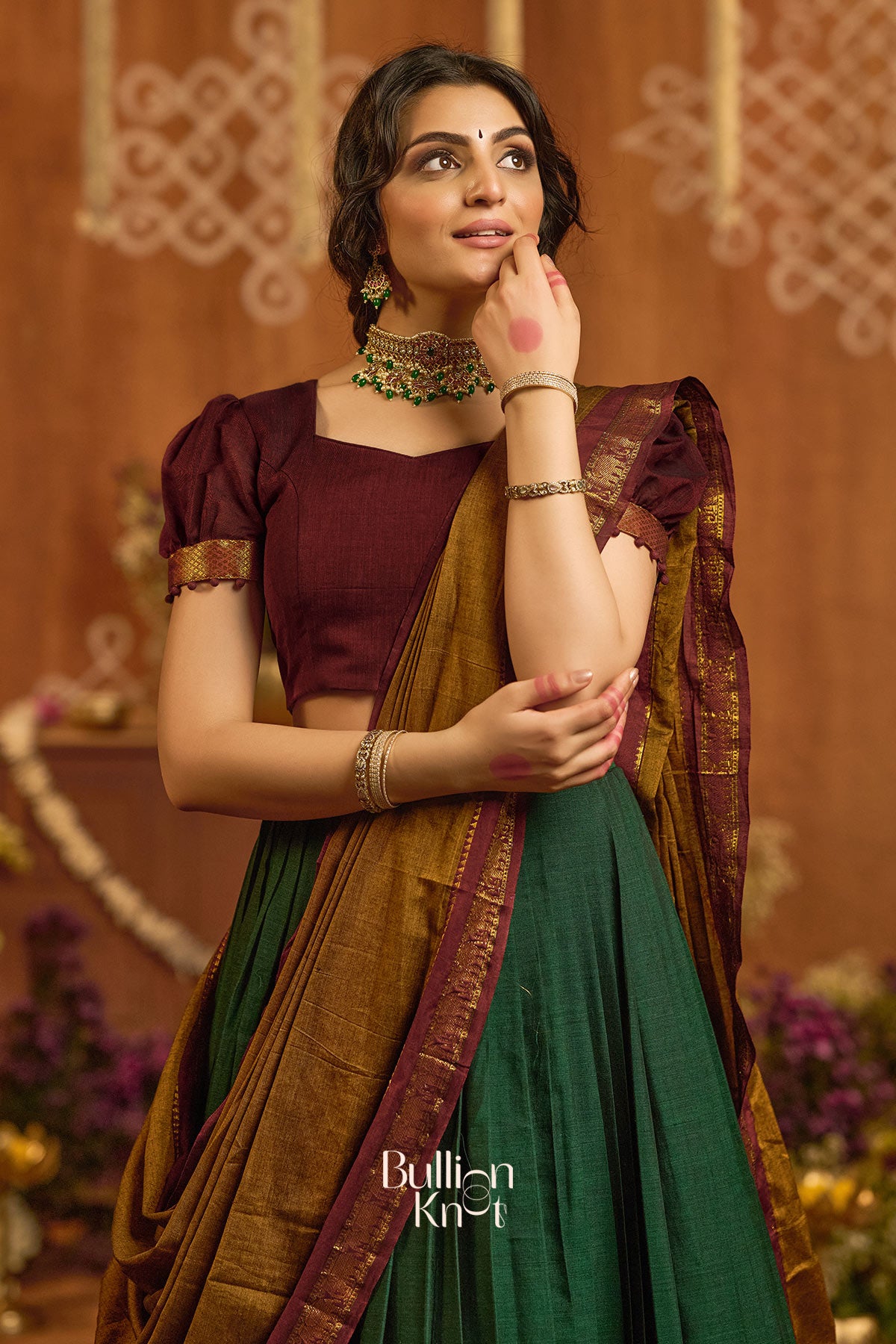 Devara Handloom Lehenga Set in Green