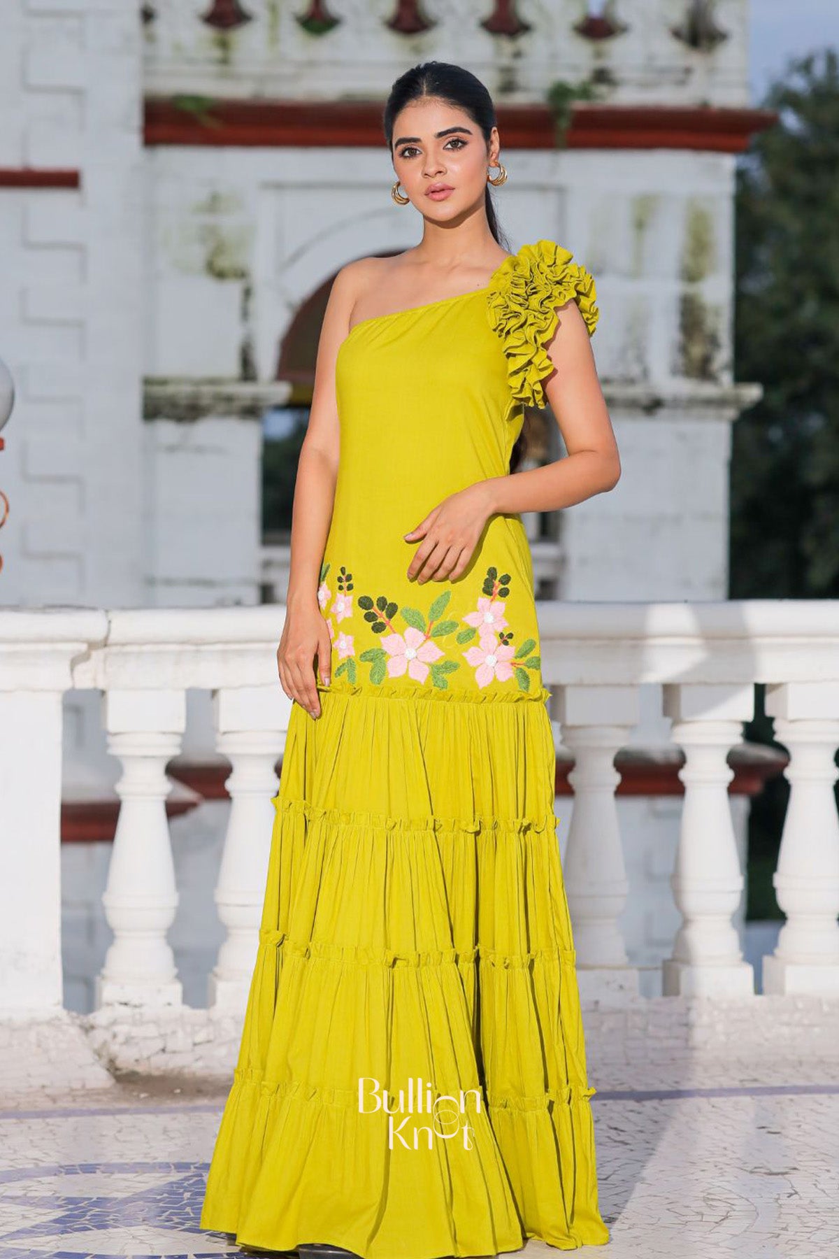 Birdy Flower Maxi (Dress) in Lime Green