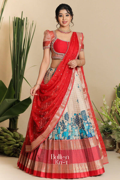 saloni banarasi lehenga set in red