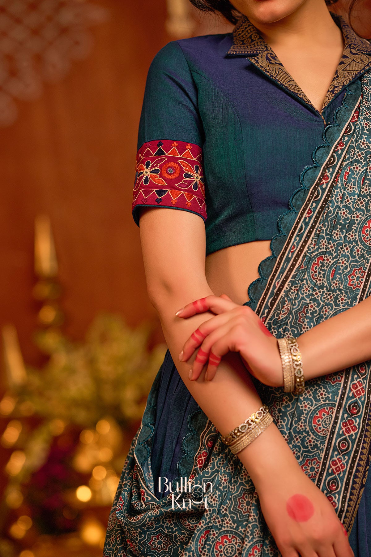 Rudram Half saree In Peacock Blue