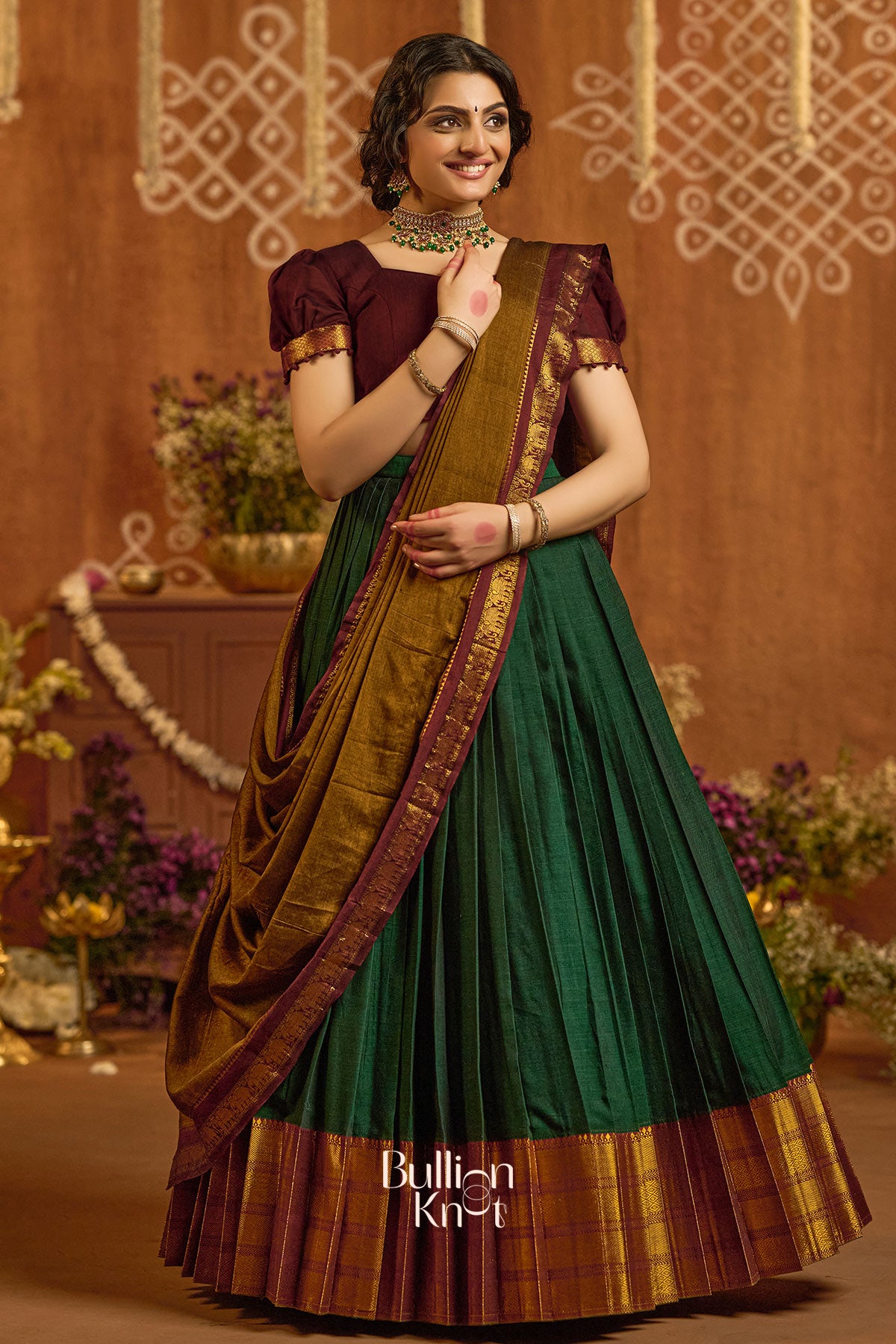 Devara Handloom Lehenga Set in Green