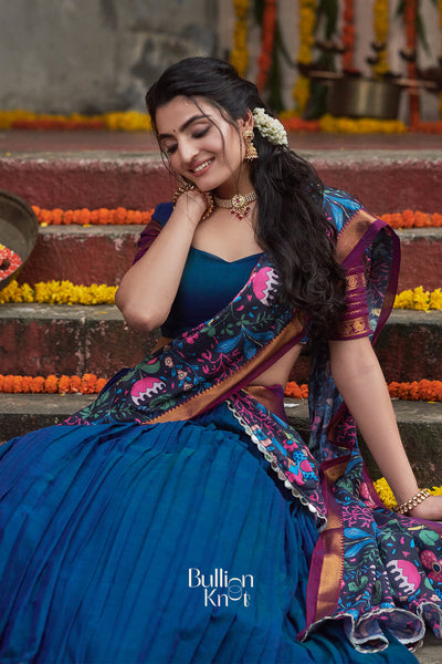 Vishnukund handloom half saree with traditional woven detailing