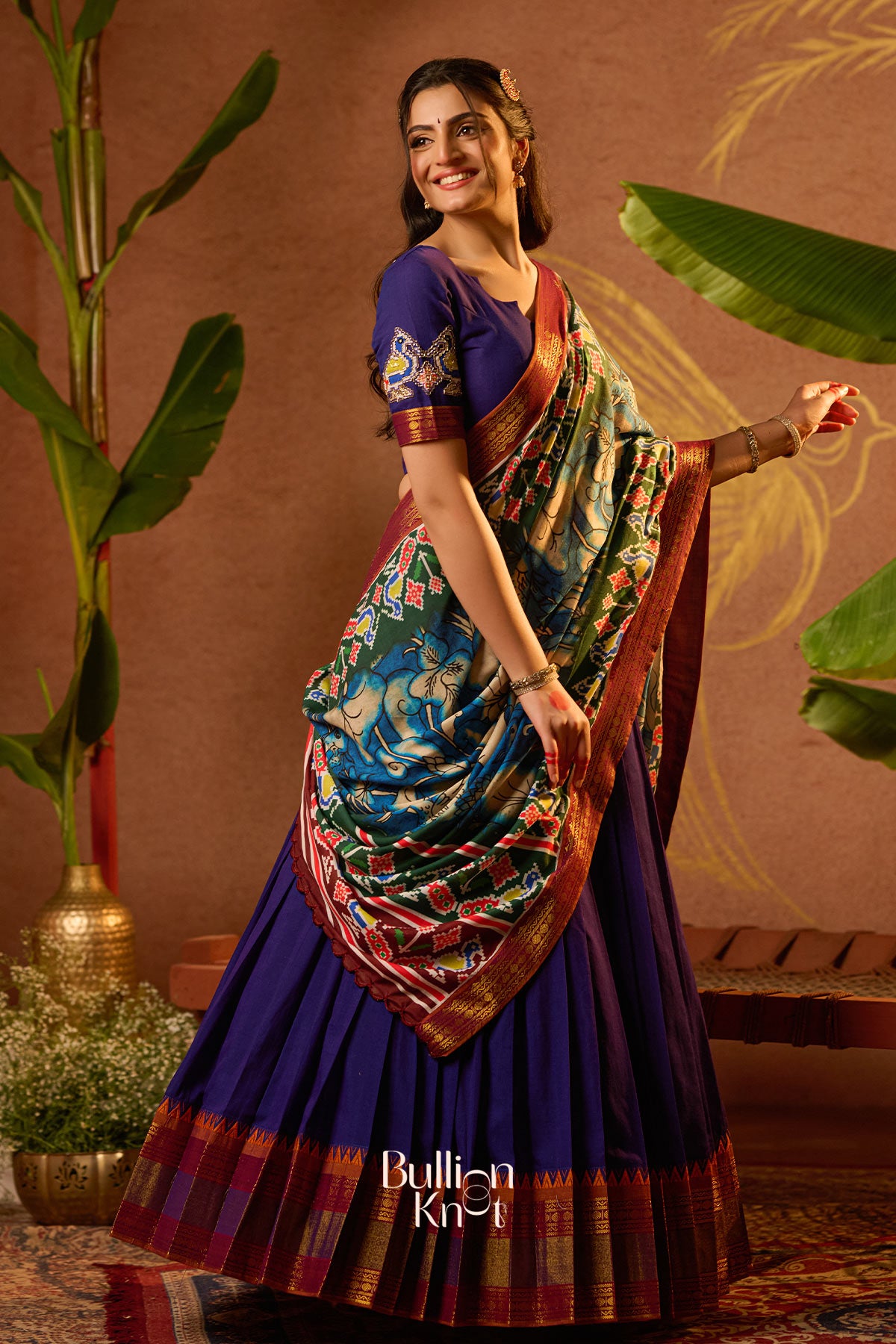 Shloka Kalamkari Lehenga Set in Blue