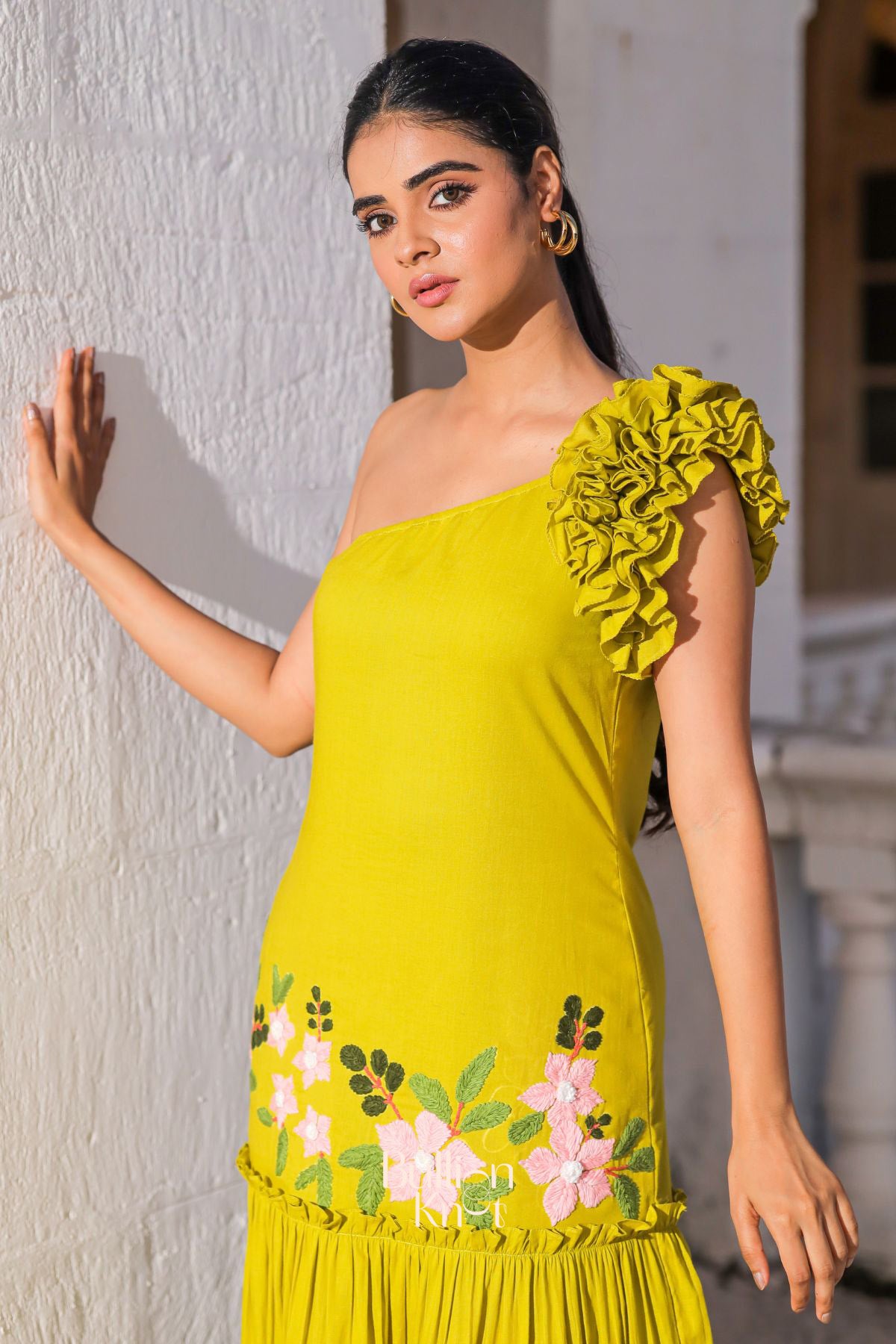 Birdy Flower Maxi (Dress) in Lime Green