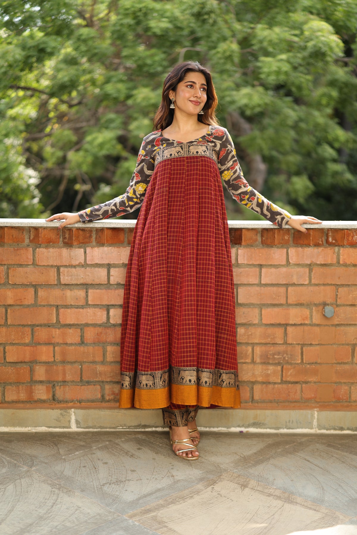 Gajraj Maroonj Anarkali Suit Set for Festive Wear