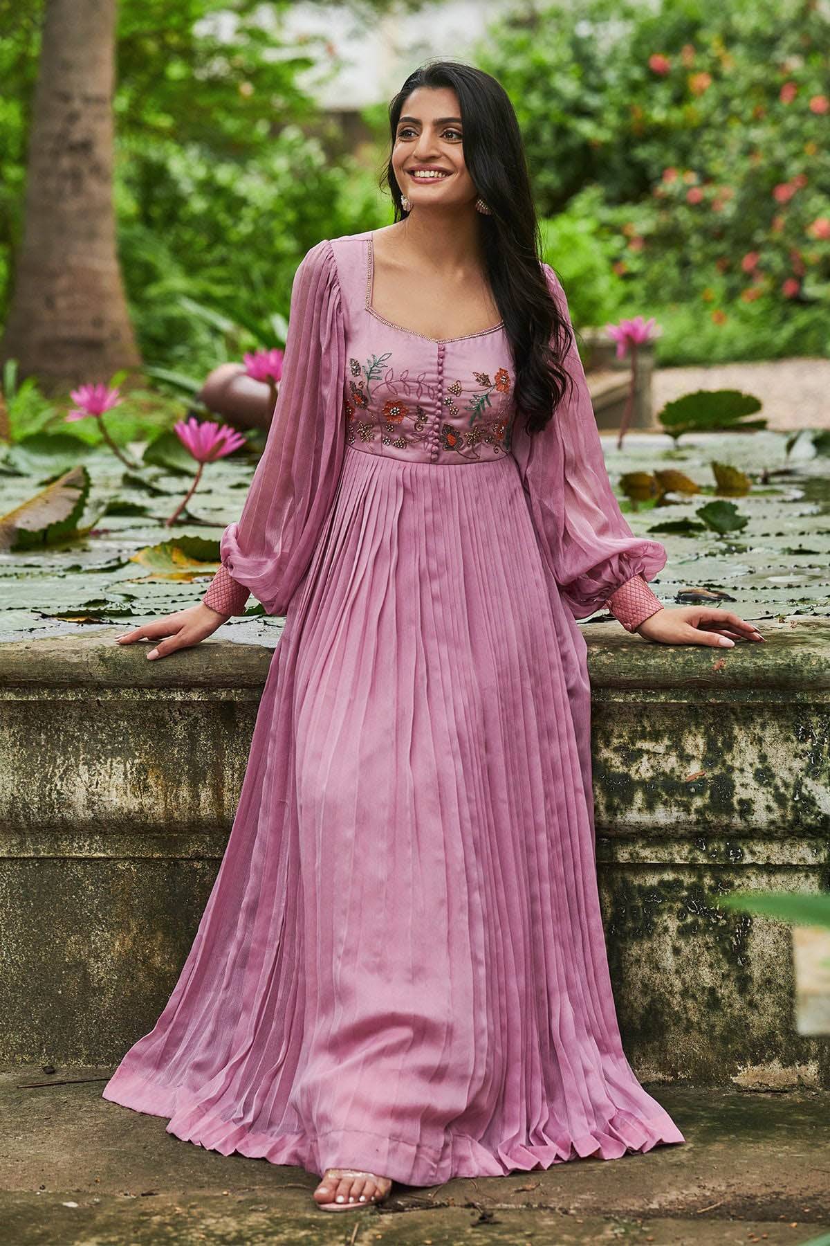 Bullion Knot - Embroidery Long Gown Online