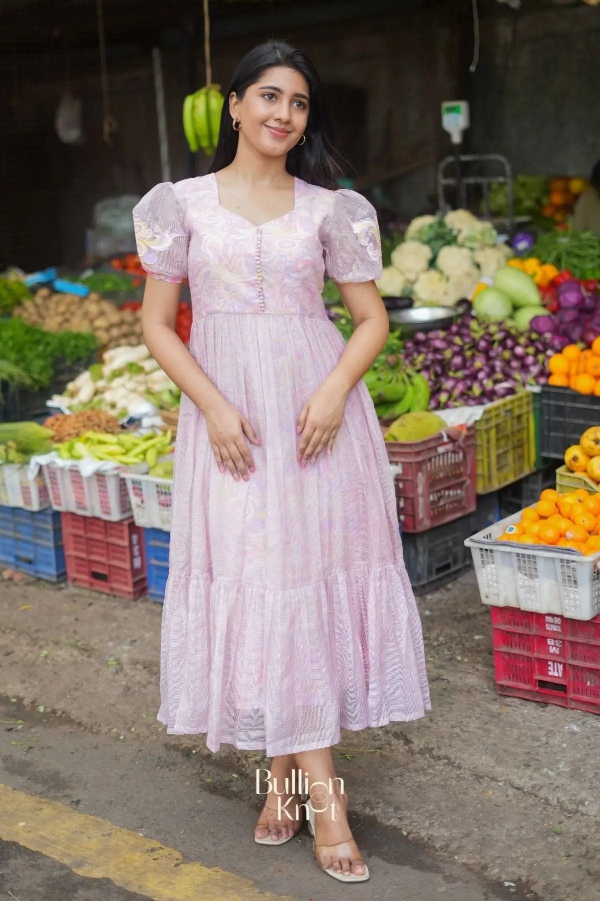 Vaila Drift Kota Doria Midi (Dress) in Pink