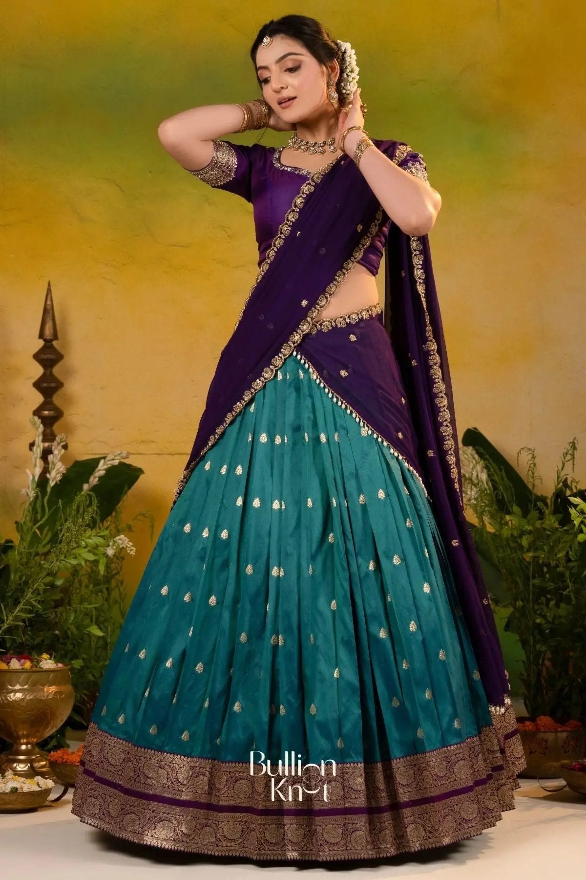 Megh rangini Soft Silk Lehenga Set In Peacock blue