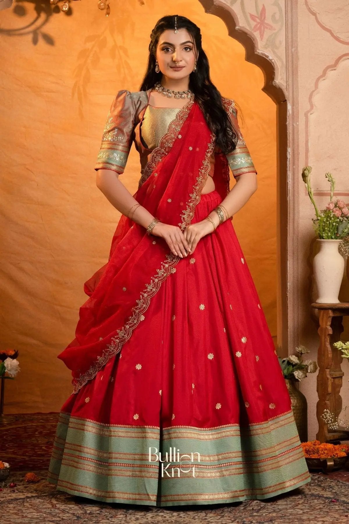 RaktaKamal Soft Silk Lehenga Set In Red
